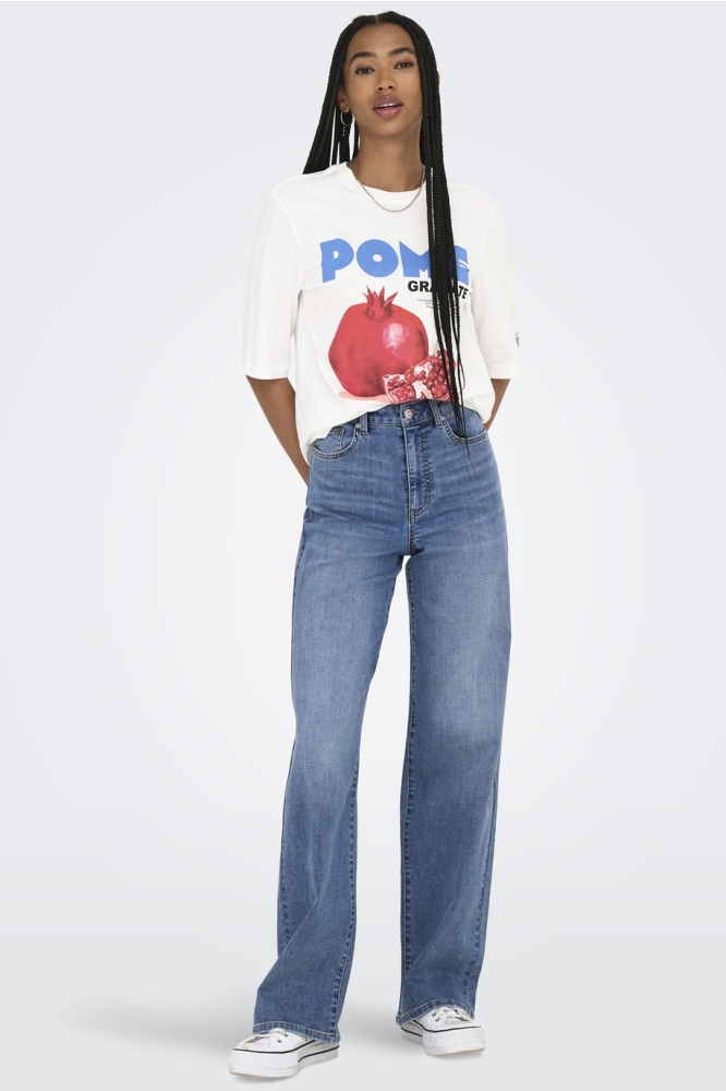 ONLPHOEBE S/S FRESH TOP BOX JRS 15351369 CLOUD DANCER/POMEGRANATE
